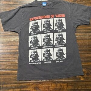 Star Wars Black Graphic T-Shirt with Darth Vader Expressions